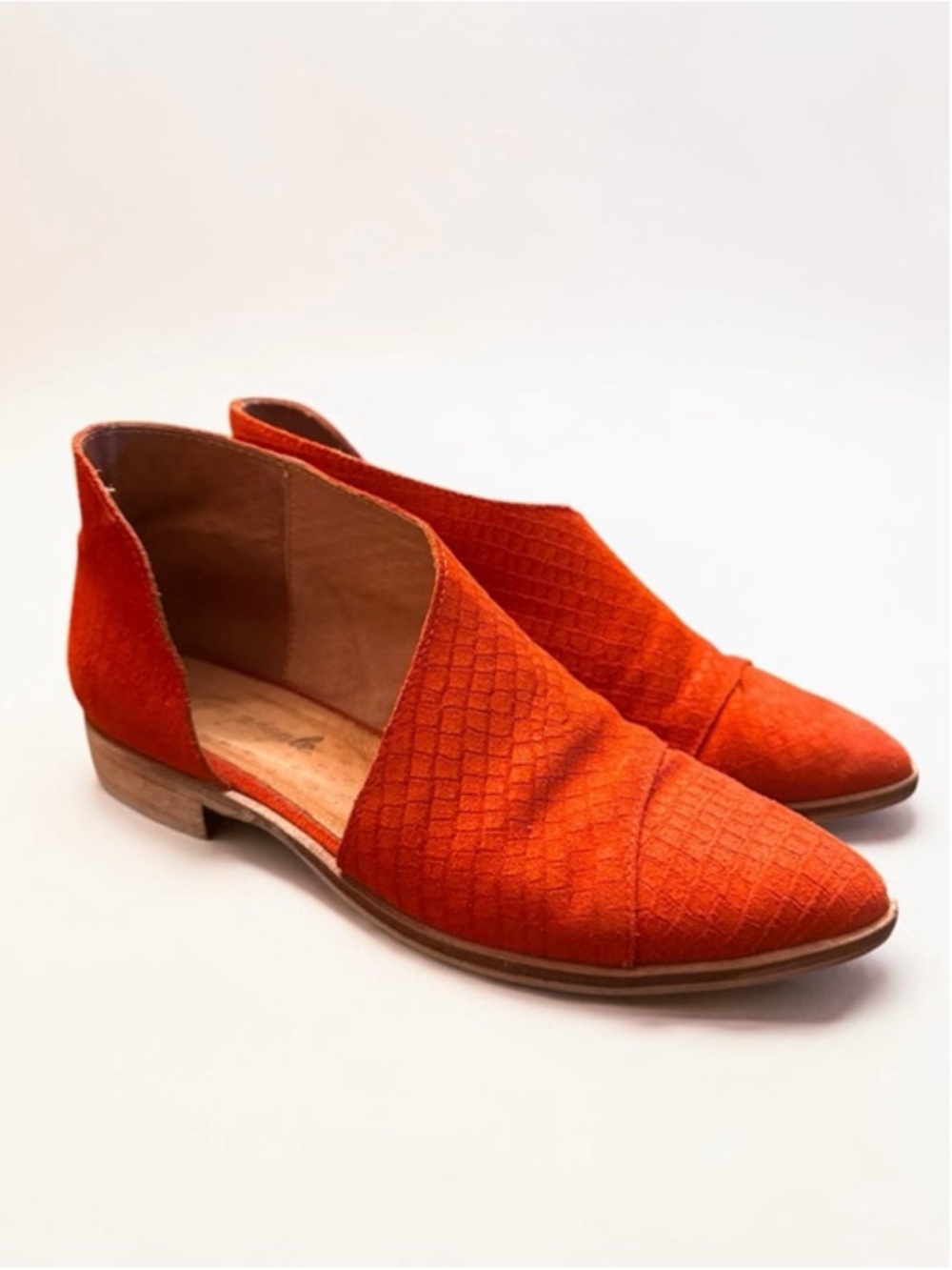 $198 Free People Royale Burnt Orange Suede D'Orsay Pointed Toe Ankle Boots 8/38